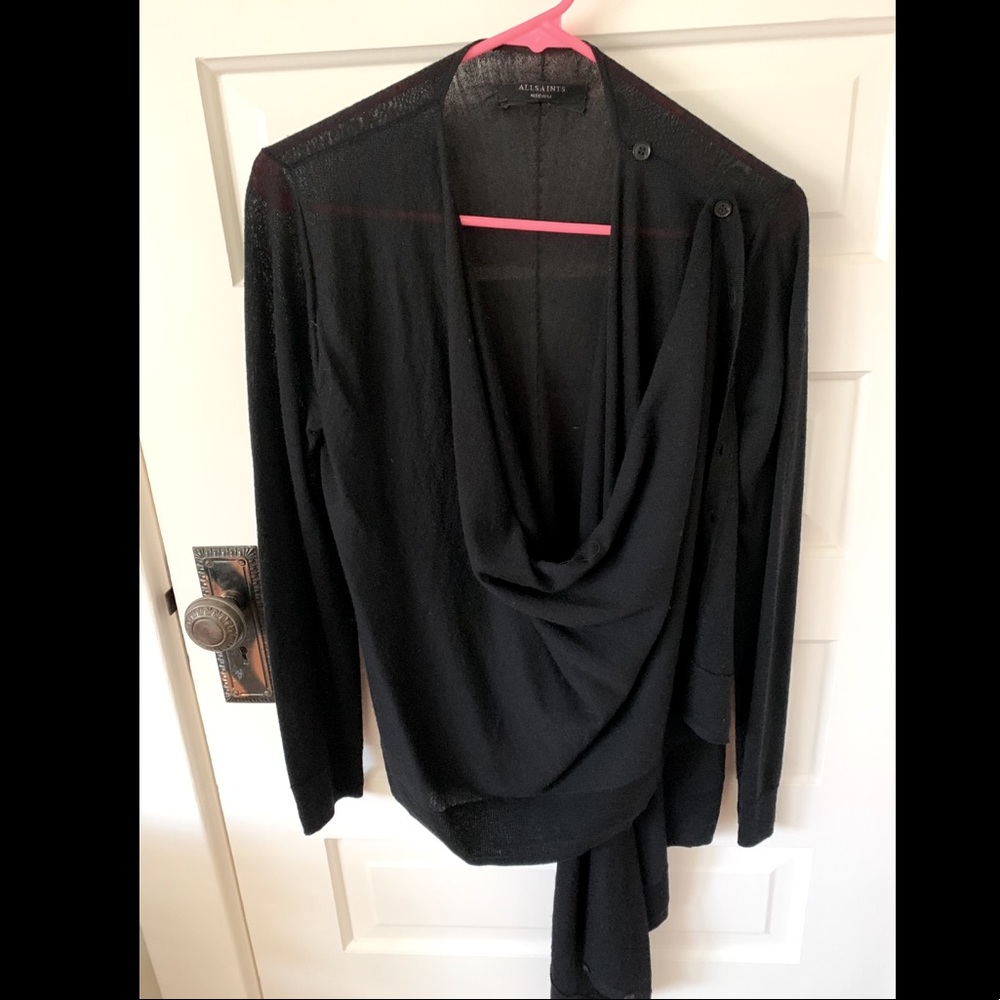 all saints black cardigan sweater